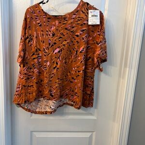 Democracy Orange and Black Abstract Women's Blouse
